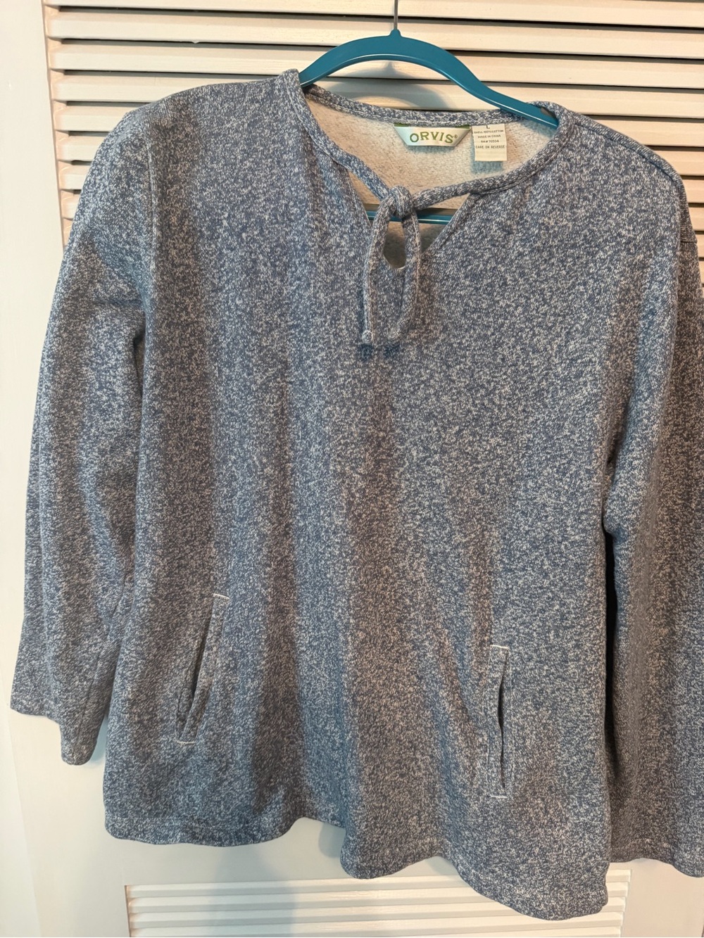 Orvis Women’s Heather Blue Tie-Neck Pullover